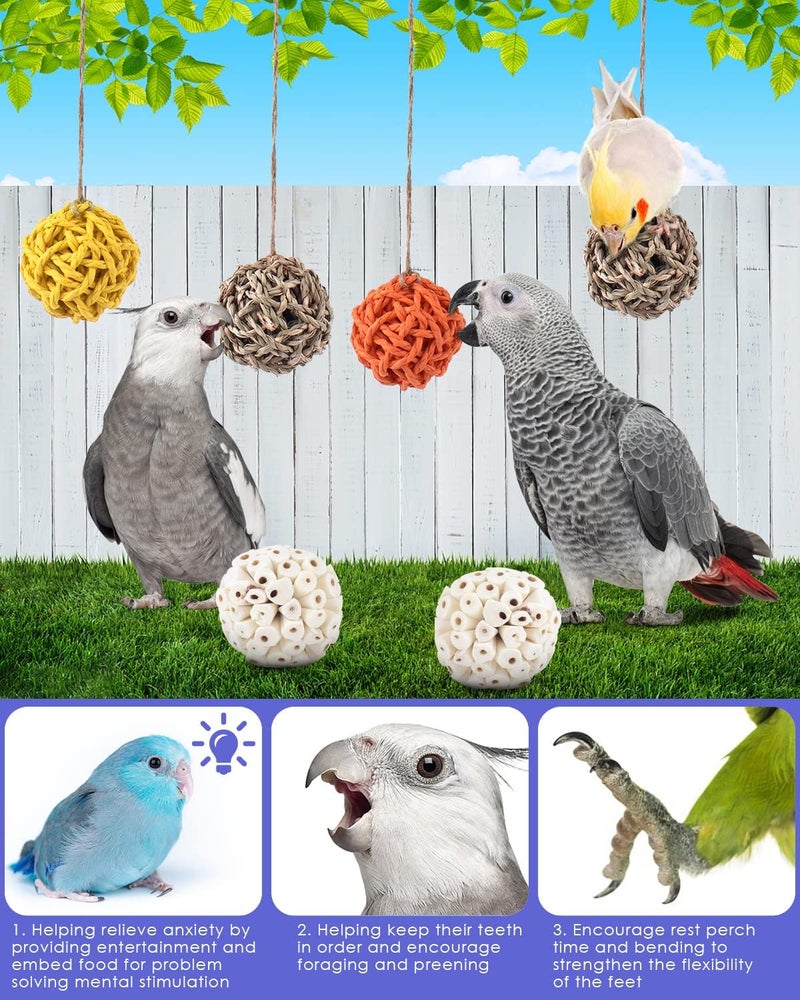 Bissap 6PCS Small Parrot Chew Toys, Sola Balls Conure Chewing Foraging Toys Colorful Bird Foot Balls for Cockatiels Cockatoos Parakeets Love Birds Small Parrot Cage Bite Toys - Image 4